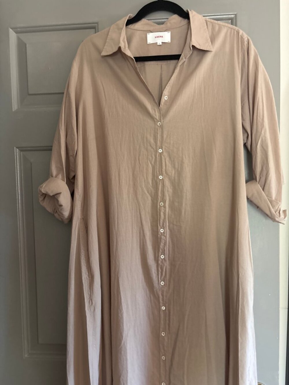 Xirena Beige Button-Front Shirt Dress